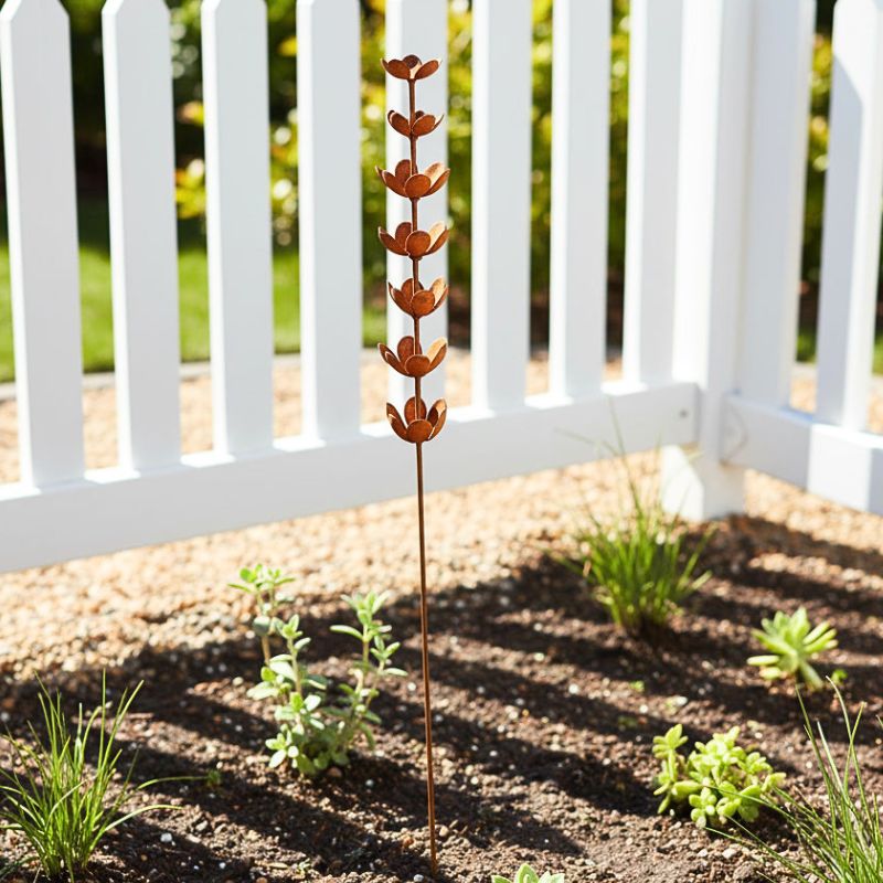 Rustic Lotus Stem Garden Stake