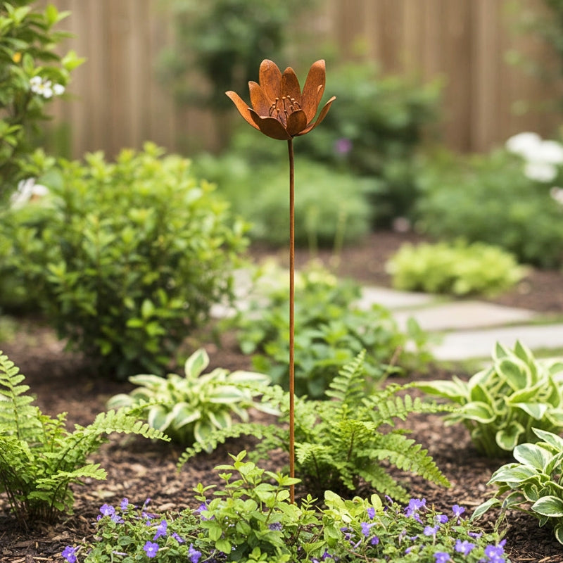 Rustic Magnolia Flower Garden Stake