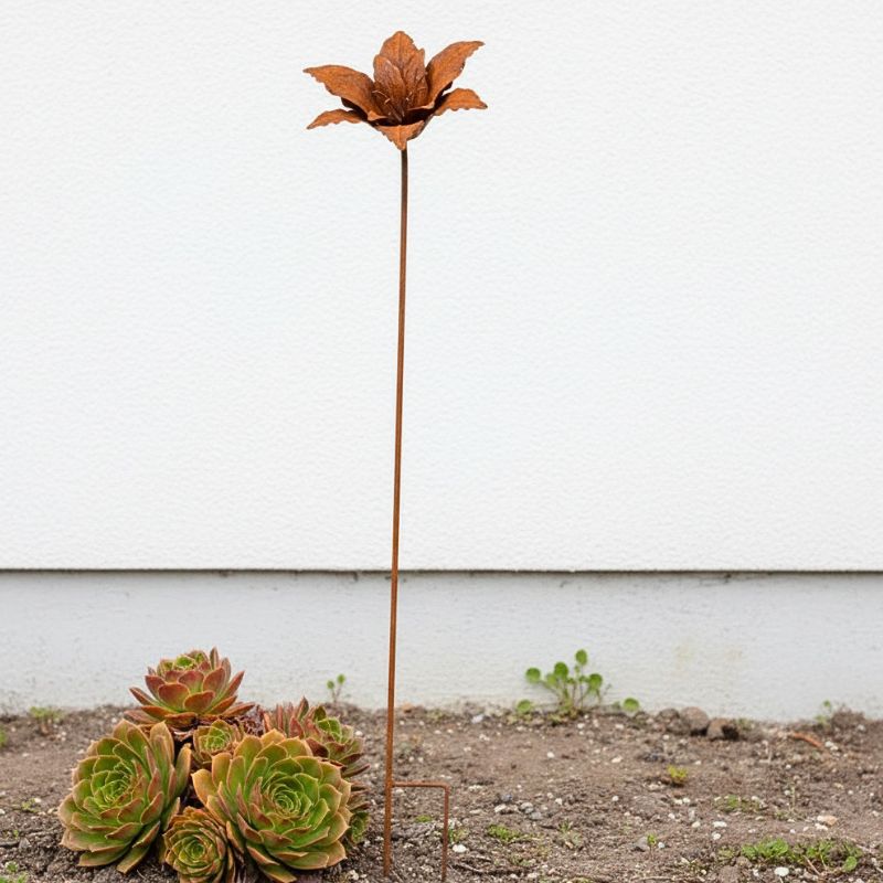 Rustic Lily Bloom Garden Stake