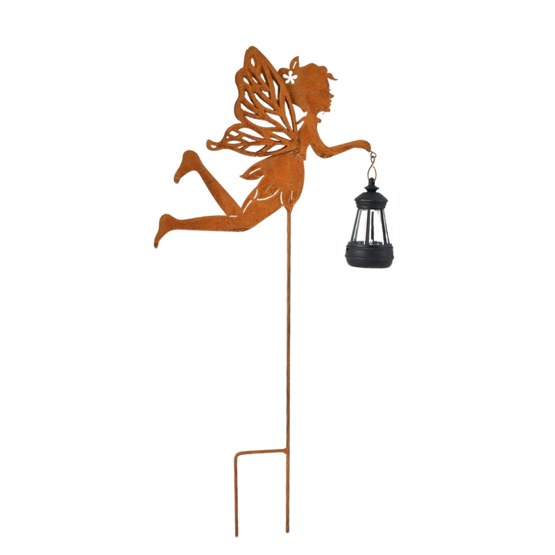 Fairy Wings Metal Garden Stake with Solar LED Lantern