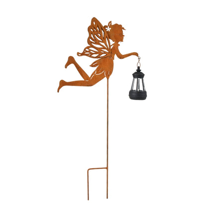 Fairy Wings Metal Garden Stake with Solar LED Lantern