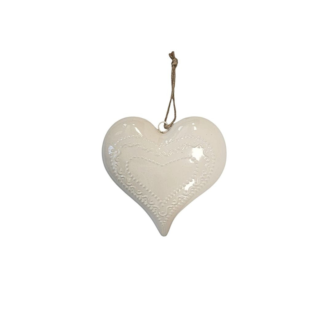 Small White Heart Hanging Decoration