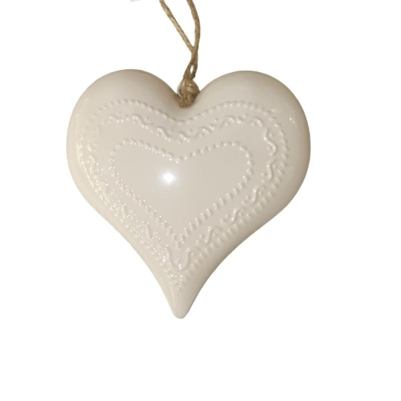 Small White Heart Hanging Decoration
