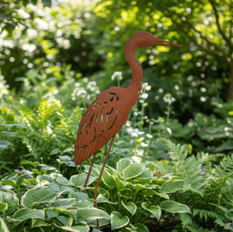 Rustic Heron Garden Stake