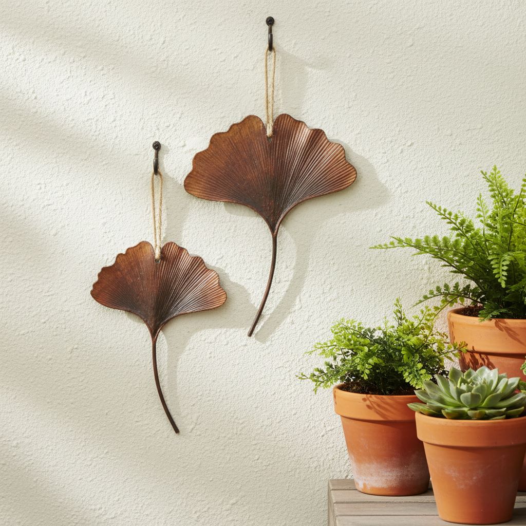 Small Rustic Gingko Leaf Wall Art