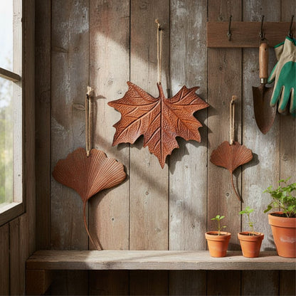 Small Rustic Gingko Leaf Wall Art