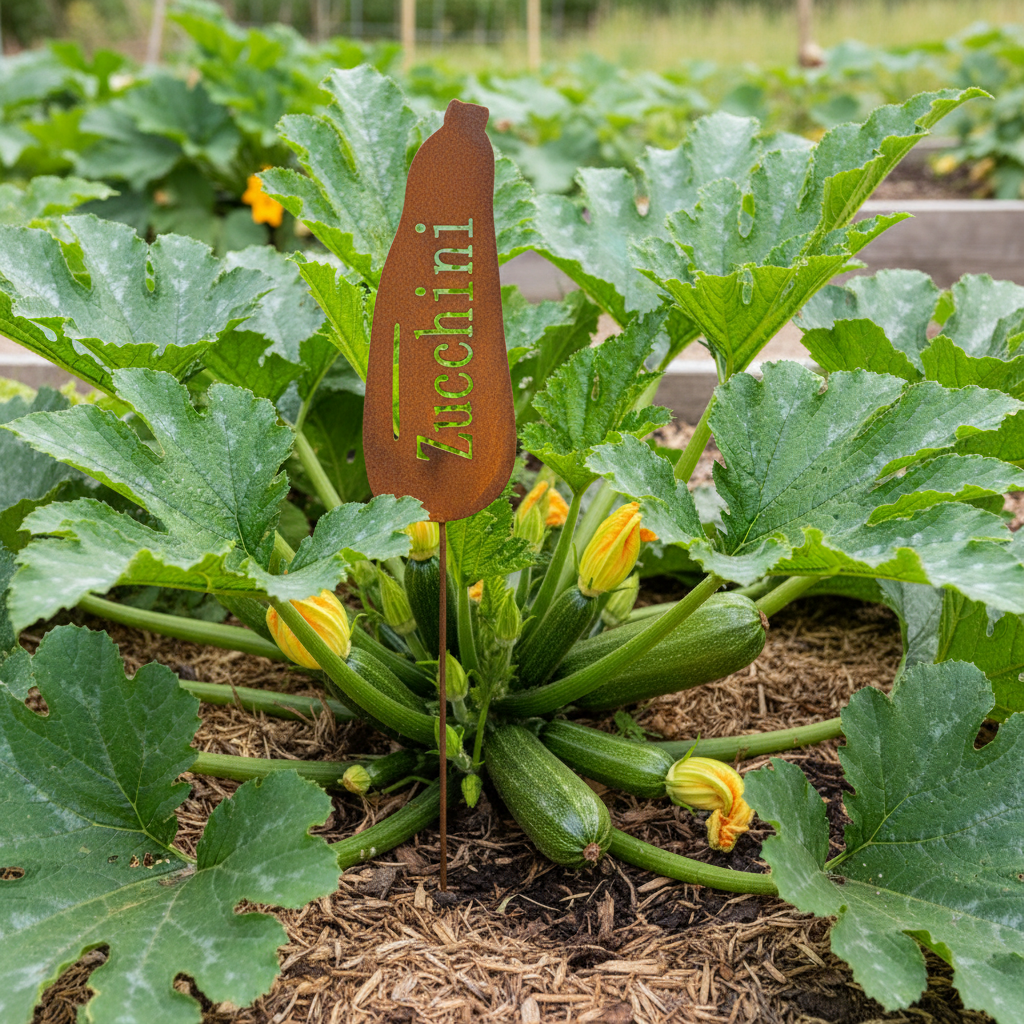 Rustic Zucchini Garden Stake