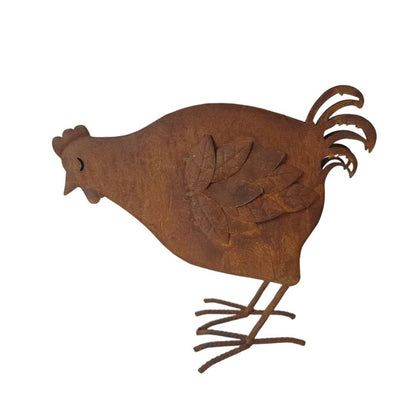 Rustic Pecking Hen Sculpture