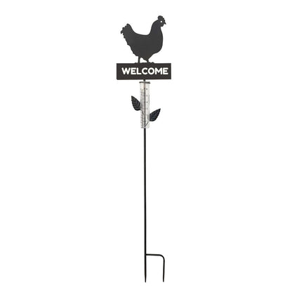 Rustic Hen Rain Gauge Stake