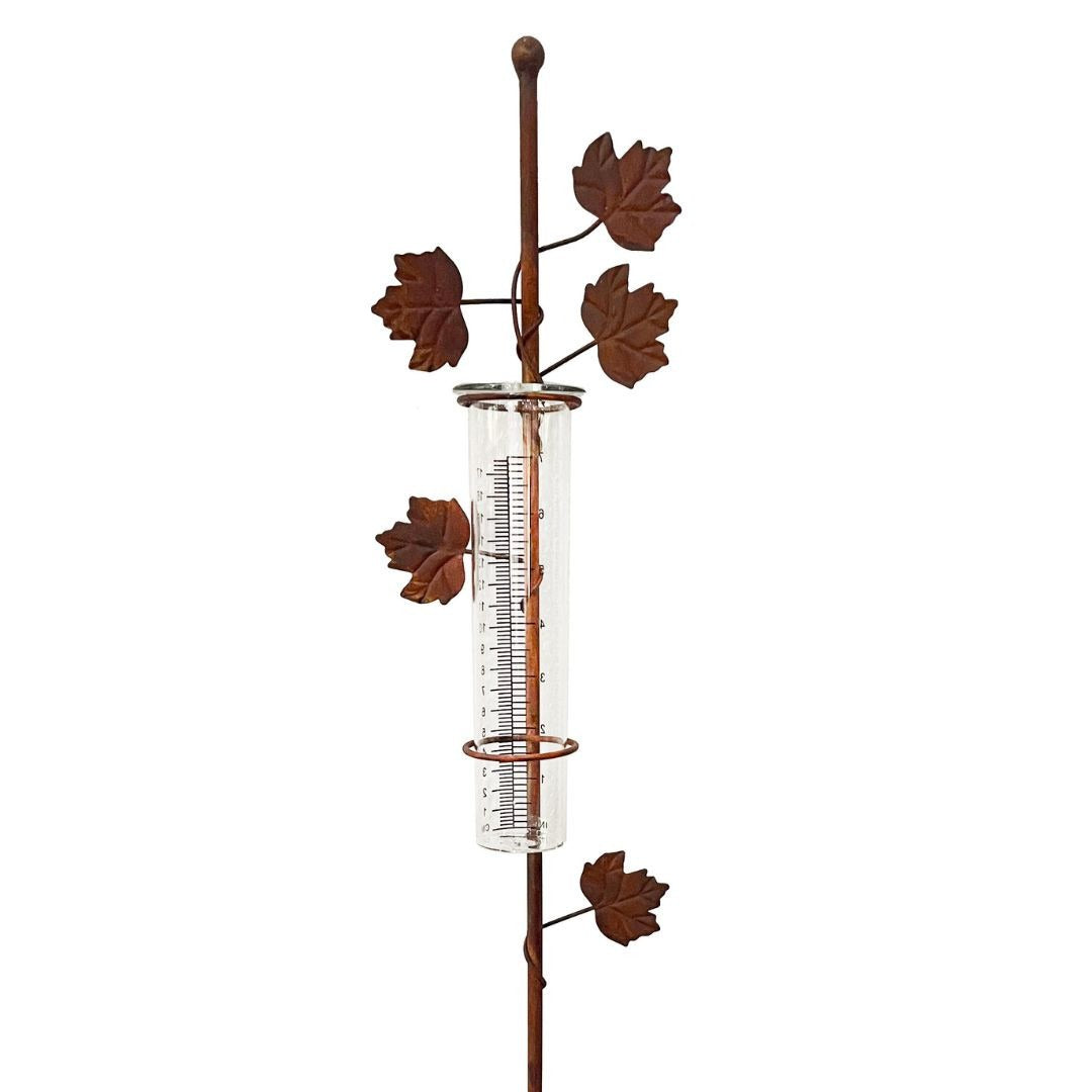 Rustic Oak Leaf Rain Gauge Stake