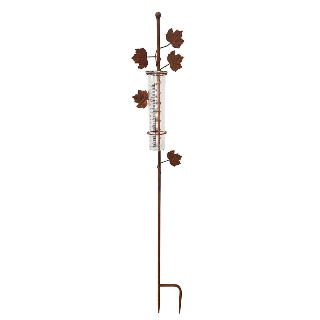 Rustic Oak Leaf Rain Gauge Stake