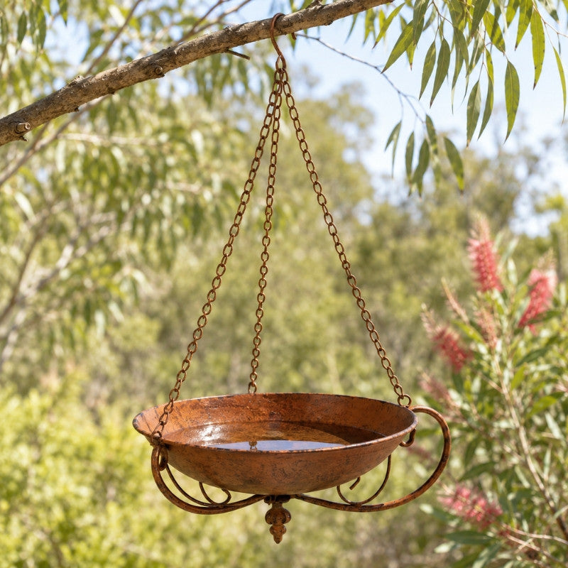Scrollwork Welcome Hanging Metal Bird Feeder