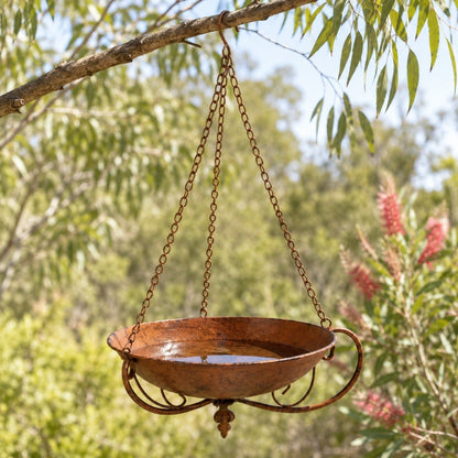 Scrollwork Welcome Hanging Metal Bird Feeder