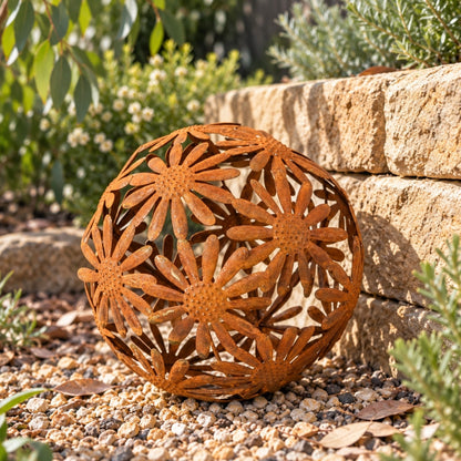 Rustic Metal Daisy Garden Ball Medium