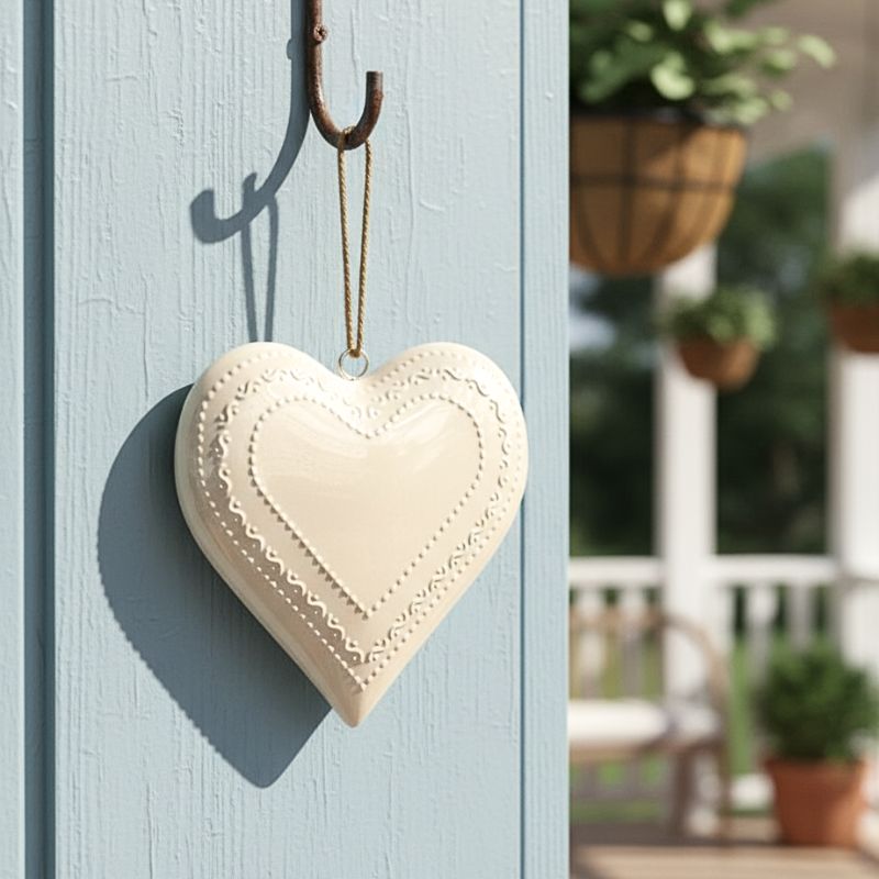 Large Cream Heart Hanging Decoration