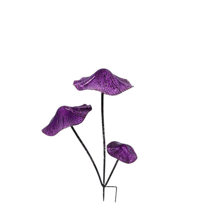 Triple Mushroom Garden Stake - Purple