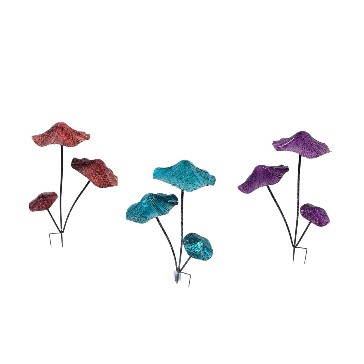 Triple Mushroom Garden Stake - Purple