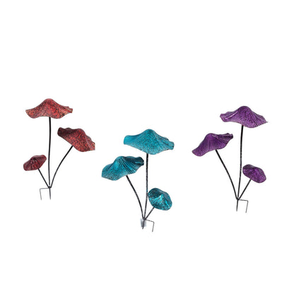 Triple Mushroom Garden Stake - Purple