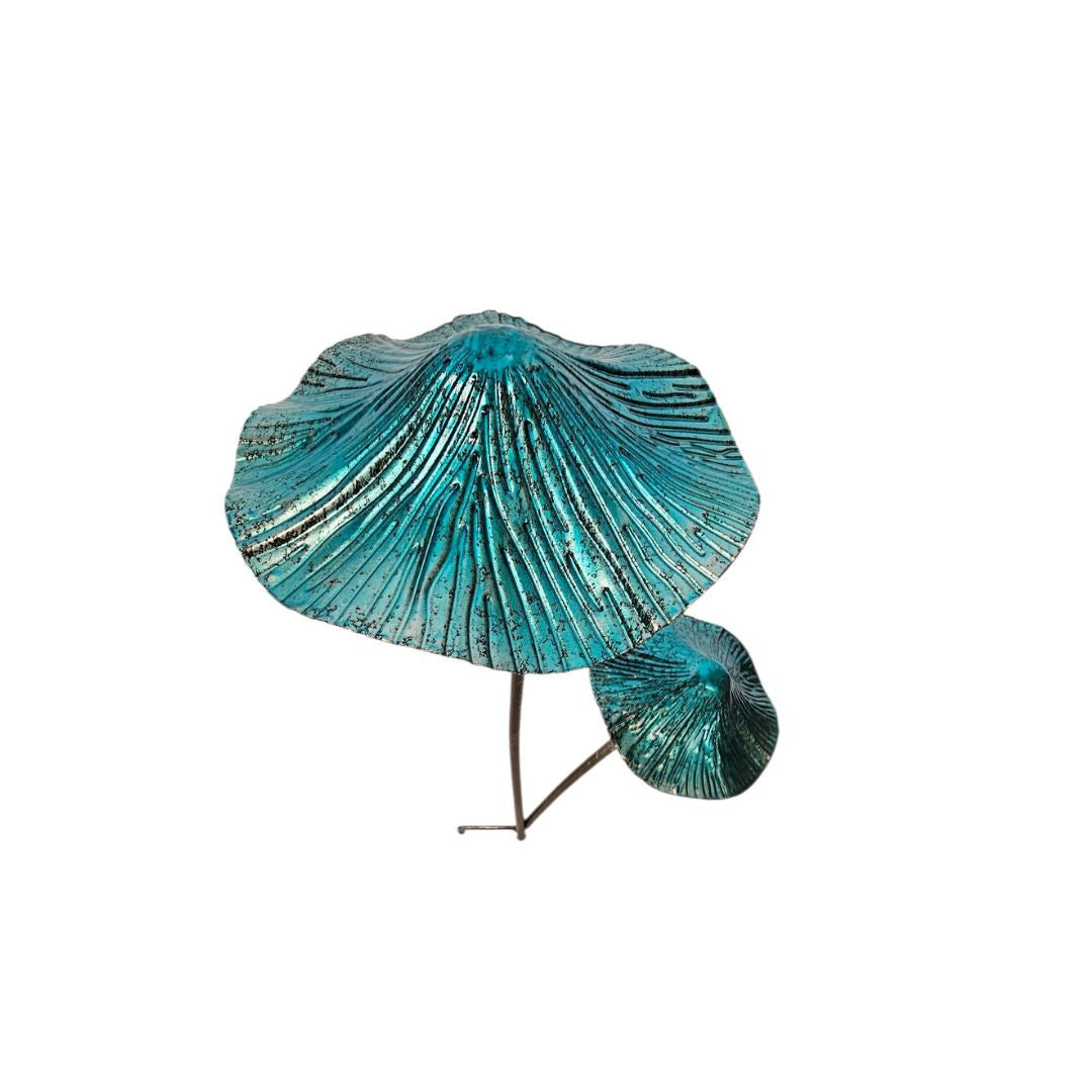 Double Mushroom Garden Stake – Blue