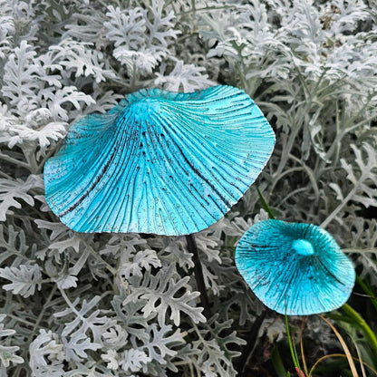 Double Mushroom Garden Stake – Blue