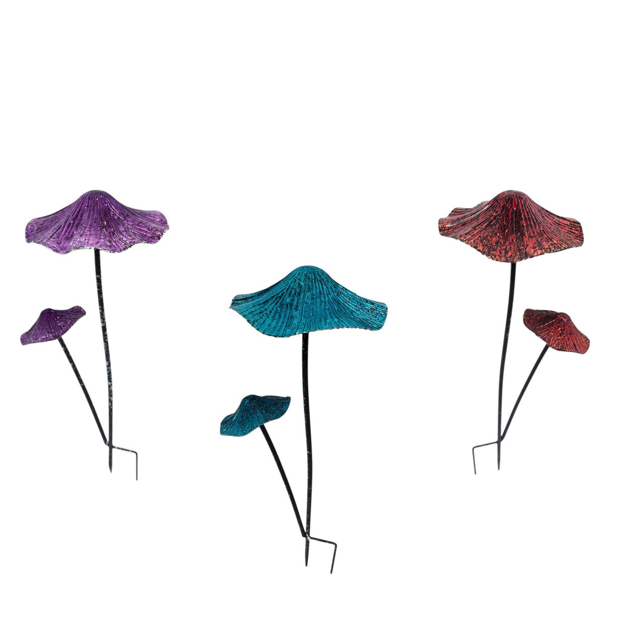 Double Mushroom Garden Stake – Blue