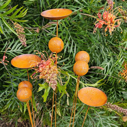 Rust Bowl &amp; Bud Garden Stake