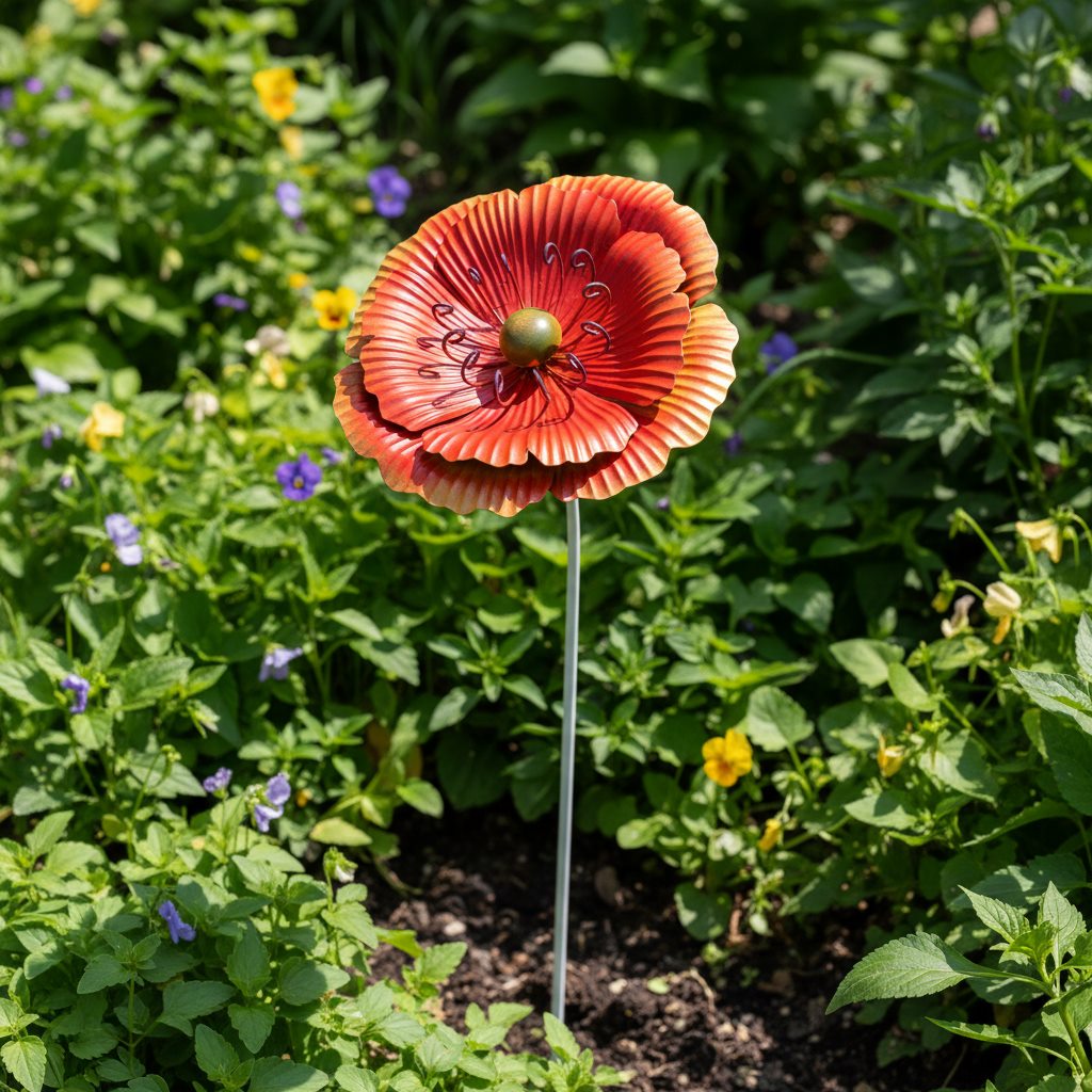 Autumn Glow Poppy Garden Stake