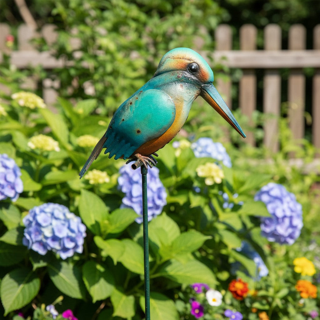 Hand-Painted Kingfisher Garden Stake