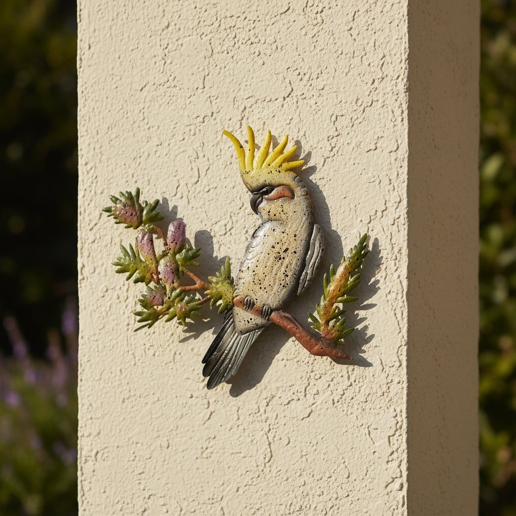 Hand-Painted Coloured Cockatoo Wall Art