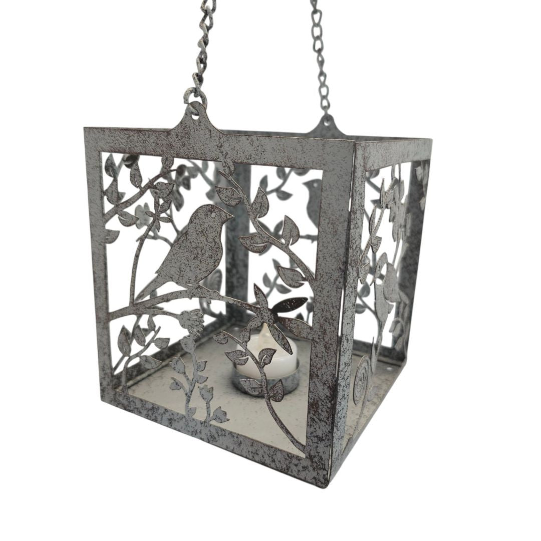 Summer Birds Hanging Metal Lantern