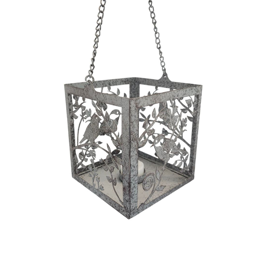 Summer Birds Hanging Metal Lantern