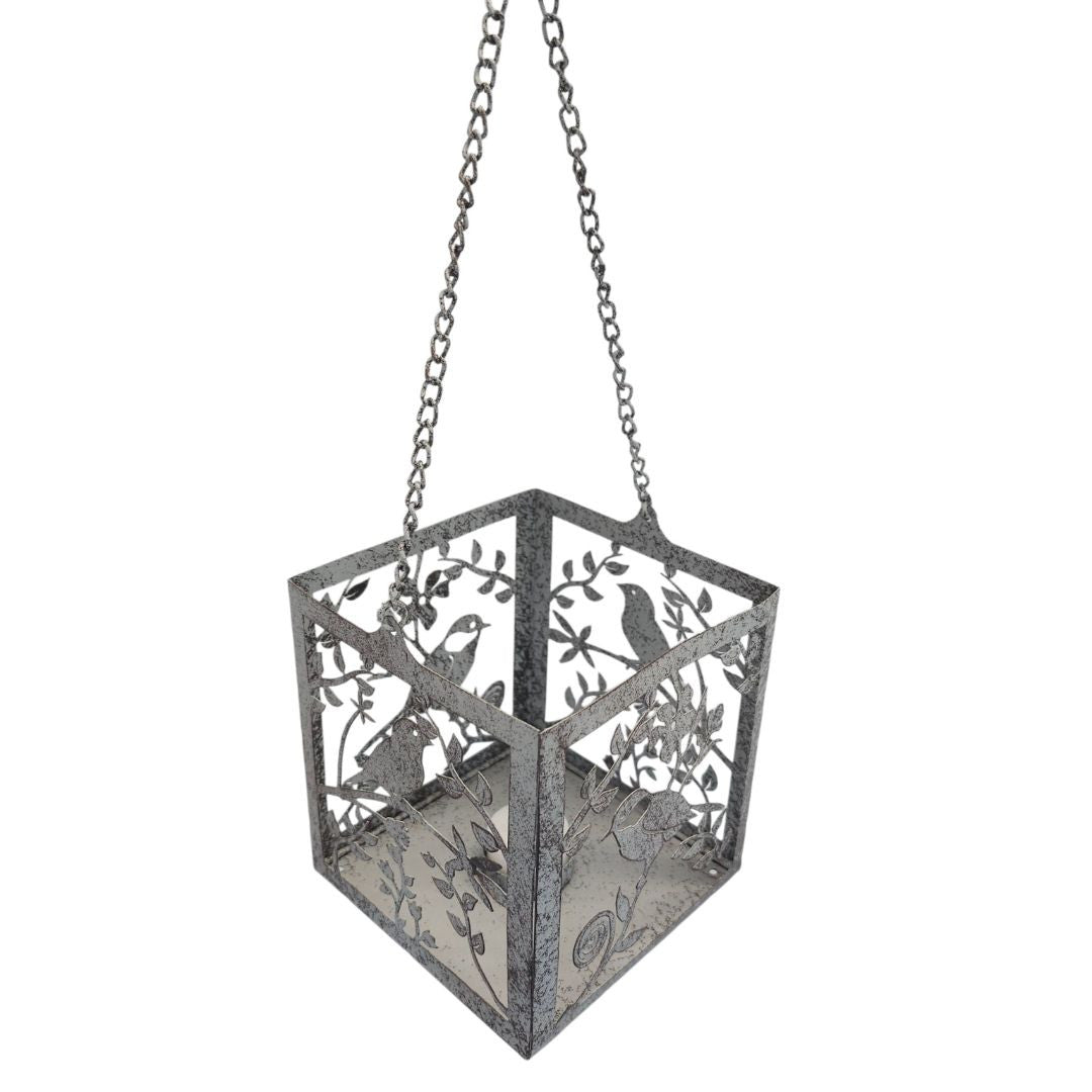 Summer Birds Hanging Metal Lantern