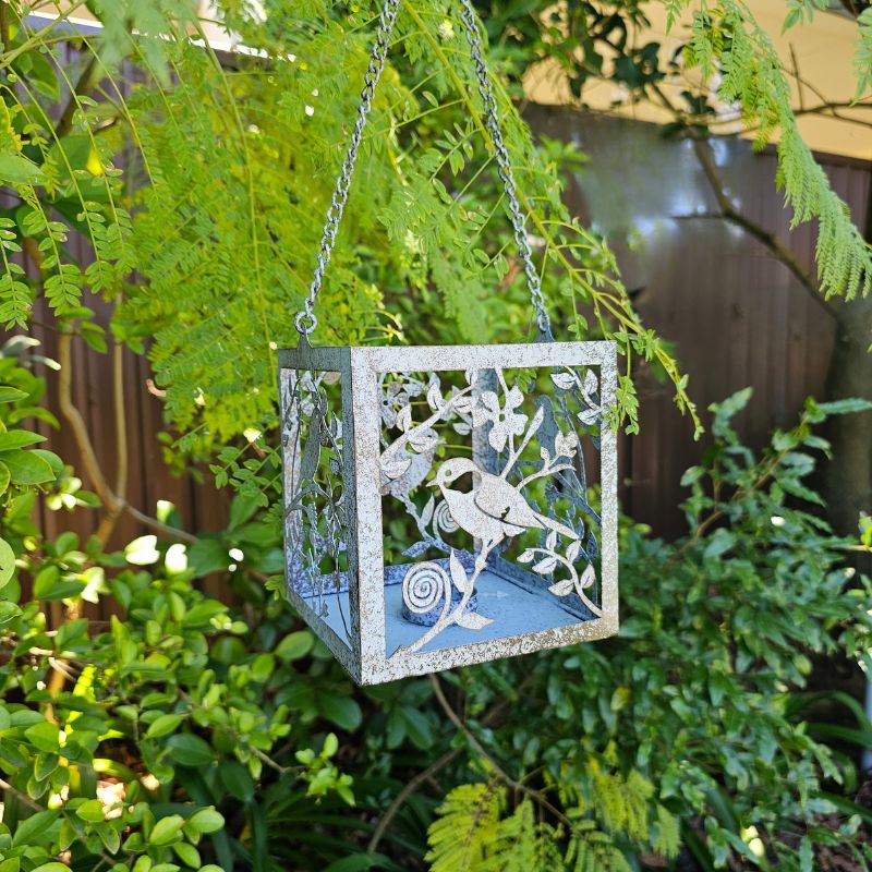 Summer Birds Hanging Metal Lantern