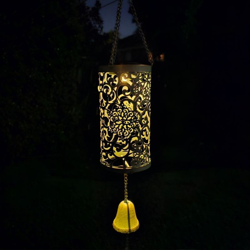 Vintage-Style Solar Lantern with Hanging Bell