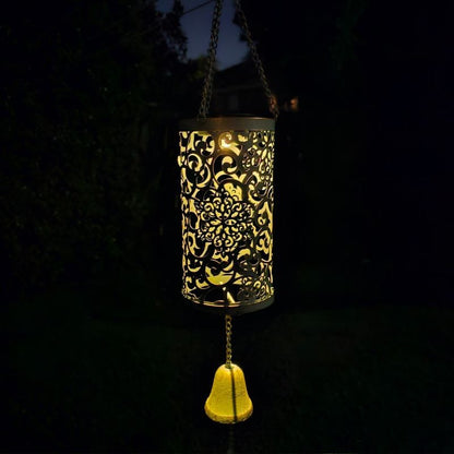 Vintage-Style Solar Lantern with Hanging Bell
