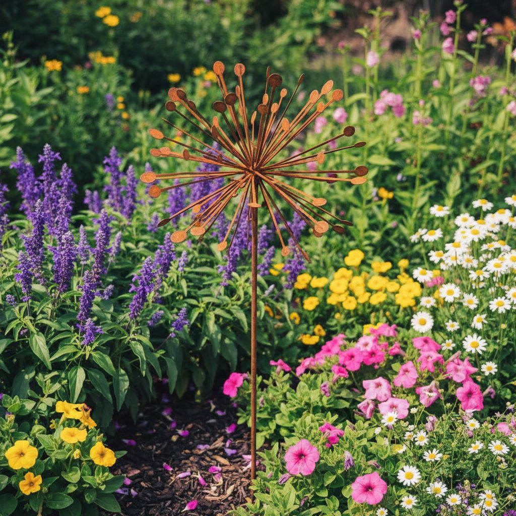 Rustic Dandelion Garden Stake