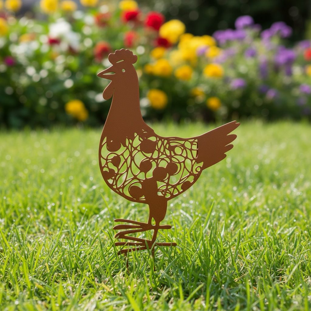 Rustic Hen Garden Stake