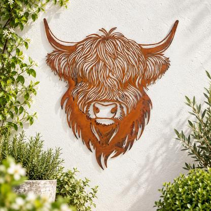 Rustic Layered Laser Cut Highland Cow Wall Art
