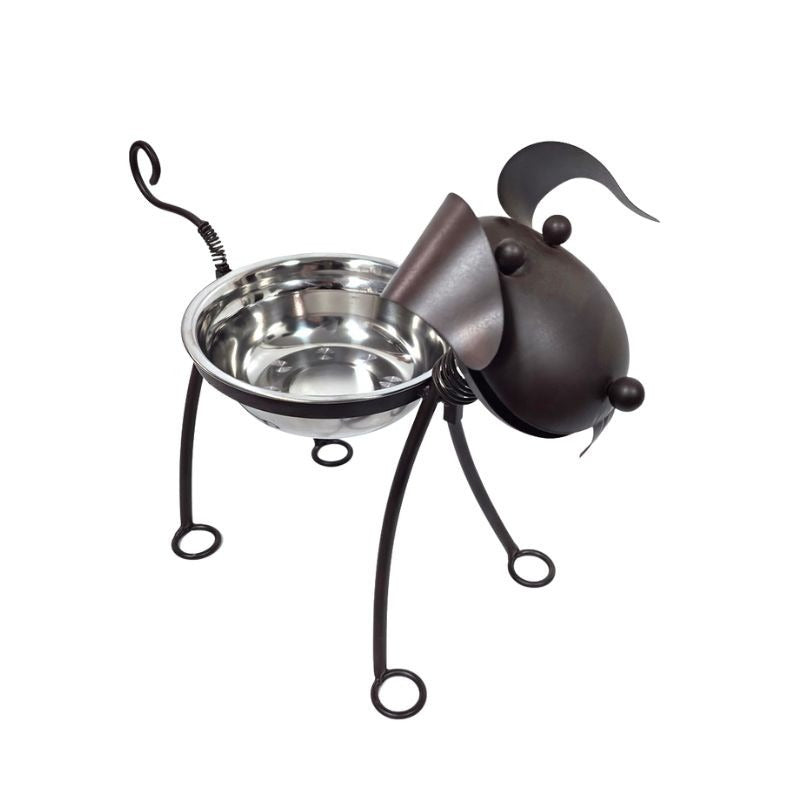 Metal Dog Feeder with Decorative Puppy Design