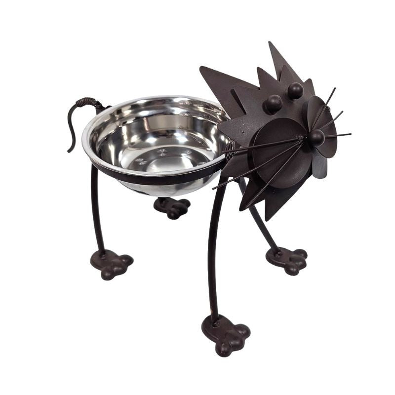 Metal Cat Feeder with Whimsical Kitty Design