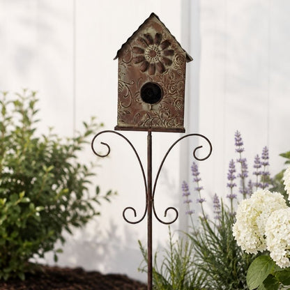 Birdsong Metal Garden Birdhouse Stake