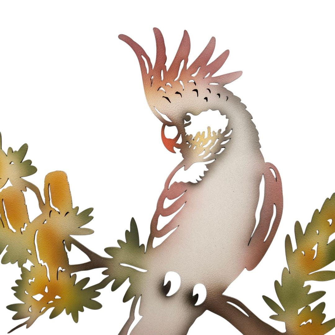 Hand-Painted Coloured Galah Metal Wall Art