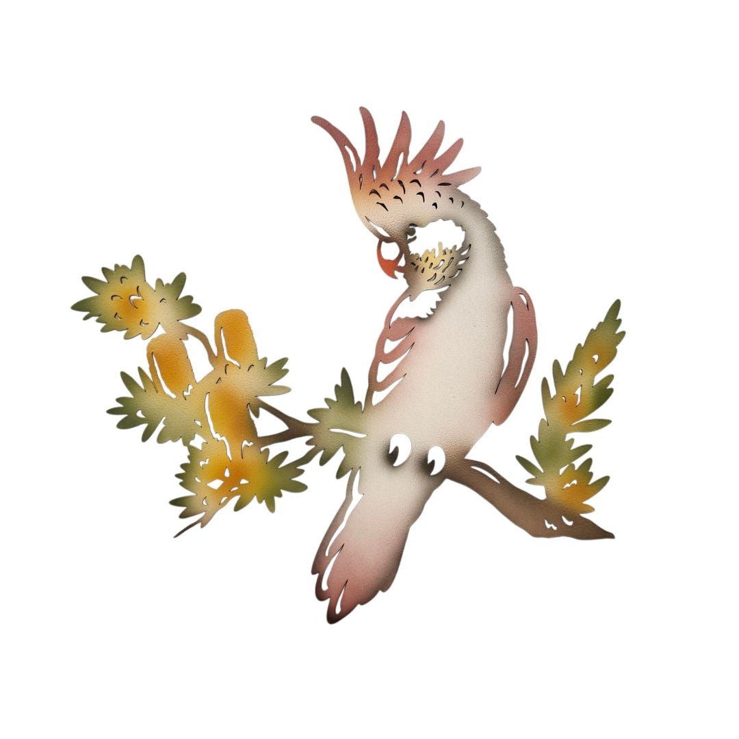Hand-Painted Coloured Galah Metal Wall Art