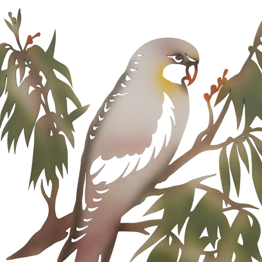 Hand-Painted Coloured Parrot Wall Art