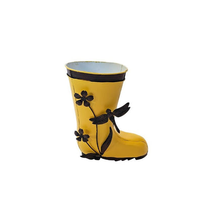Handpainted Yellow Welly Boot Metal Planter