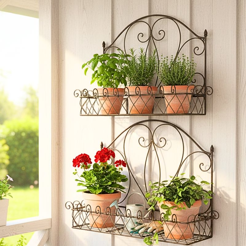 Large Decorative Metal Wall Planter Set – Set of Two
