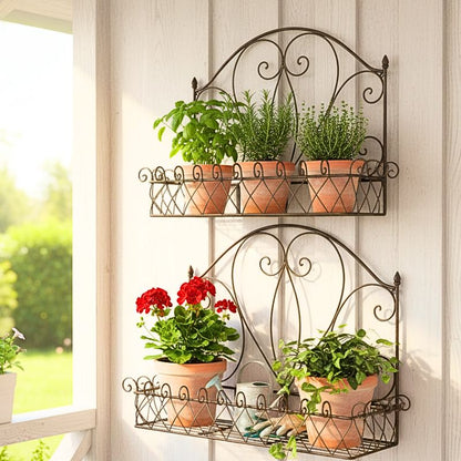 Large Decorative Metal Wall Planter Set – Set of Two