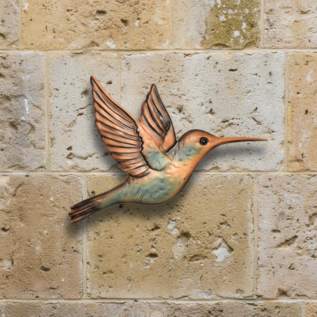 Patina-Style Flying Hummingbird Wall Art