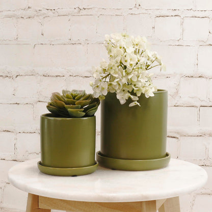 Cylinder Pots With Saucers