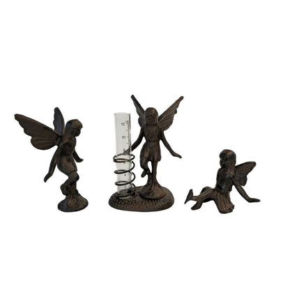 Cast Iron Fairy Rain Gauge Garden Decor